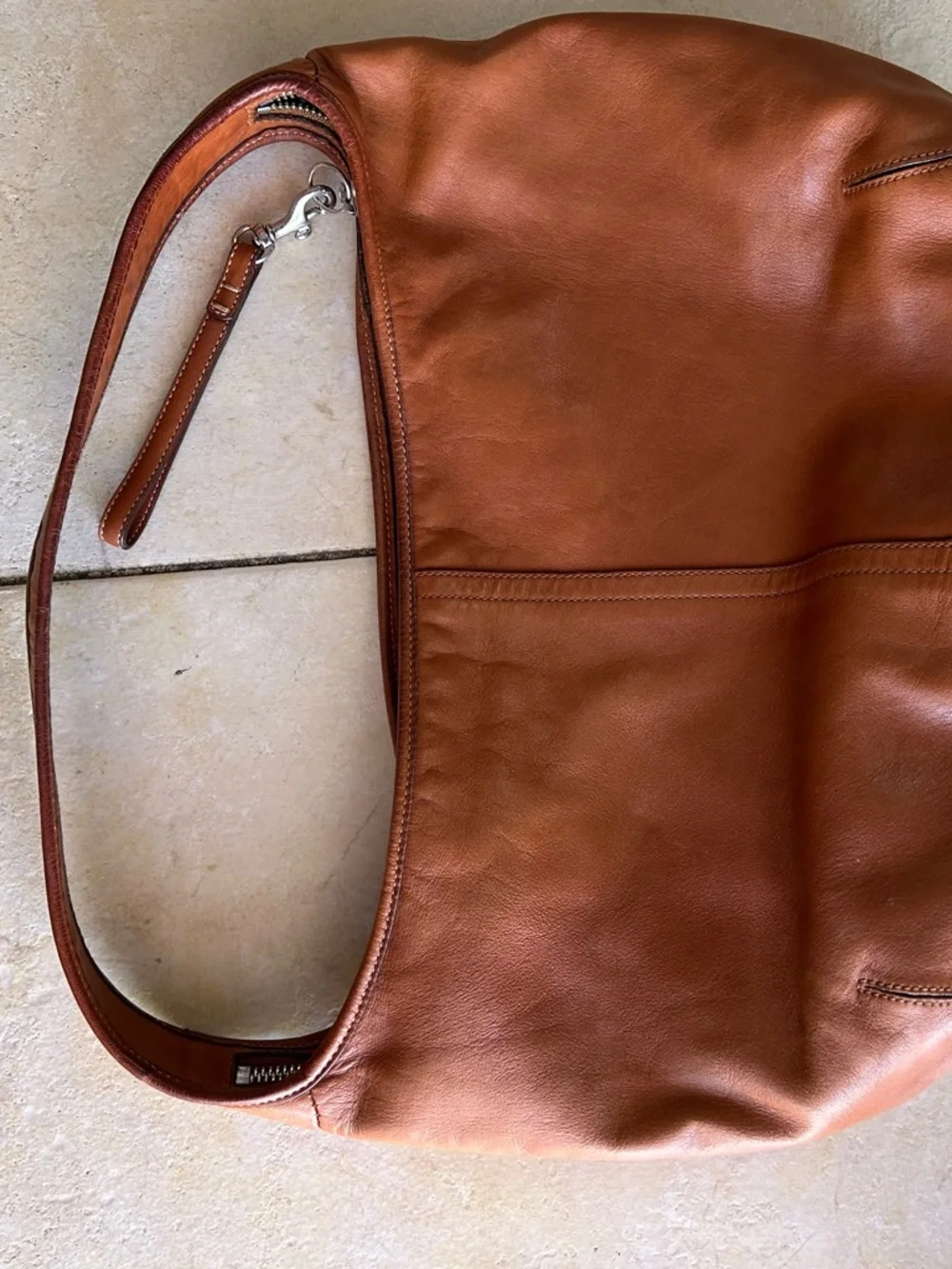 Coach Large Leather Shoulder Bag in Cognac Brown - Picture 2 of 4
